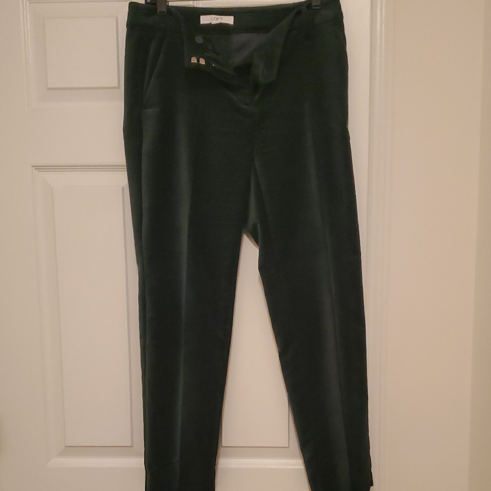 LOFT Hunter Green Velvet Pants
